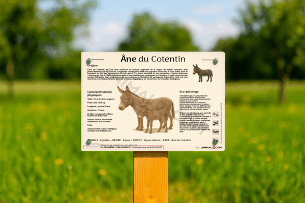 visuel d'un panneau pédagogique sur l'âne du cotentin