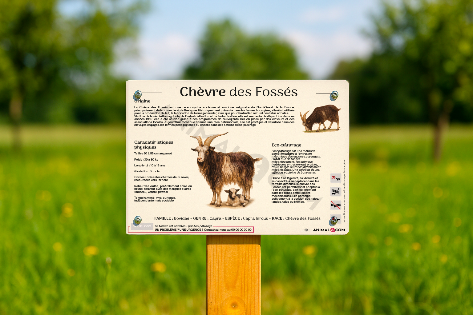 visuel d'un panneau pédagogique sur la chèvre des fossés