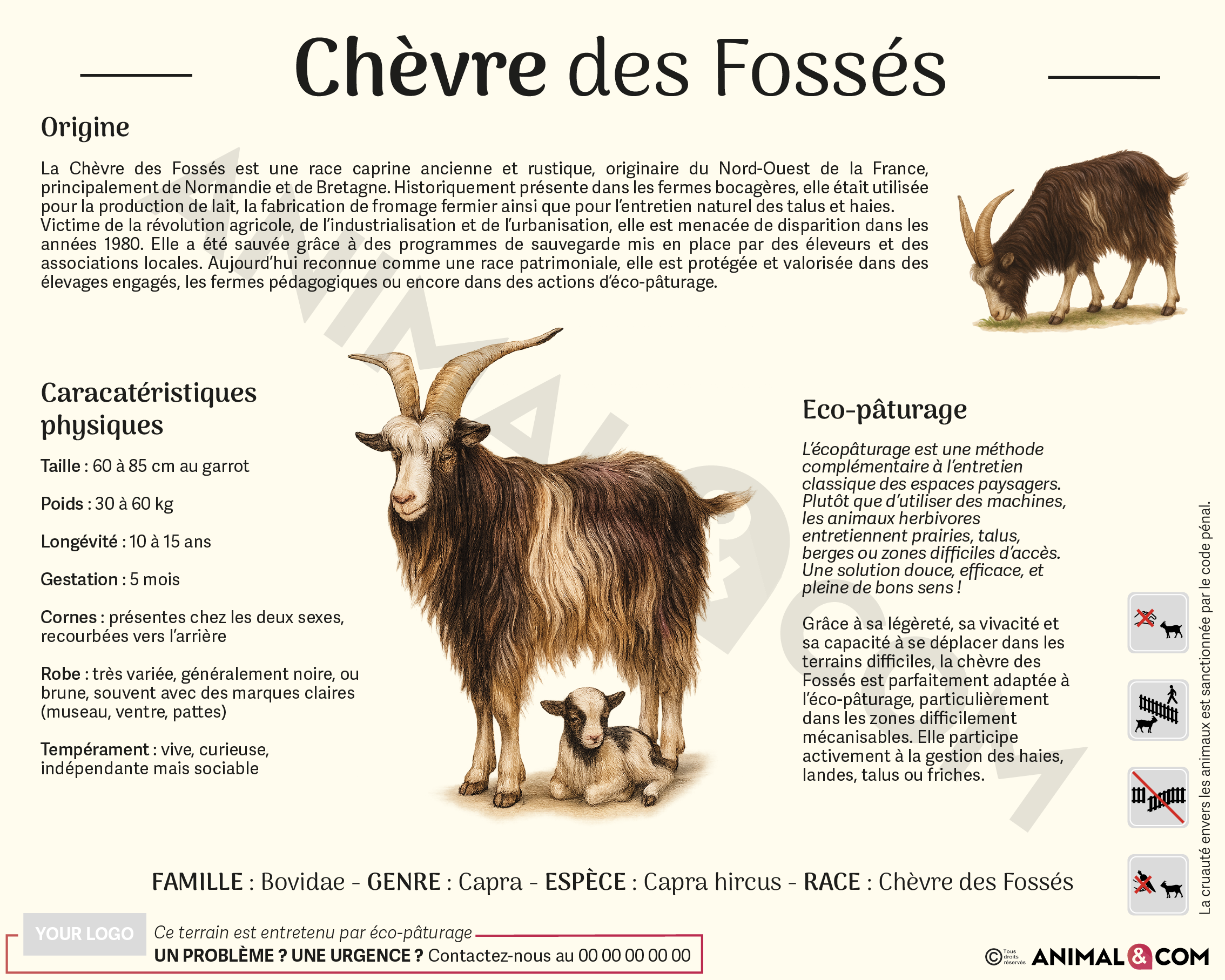 Panneau pédagogique chèvre des fossés