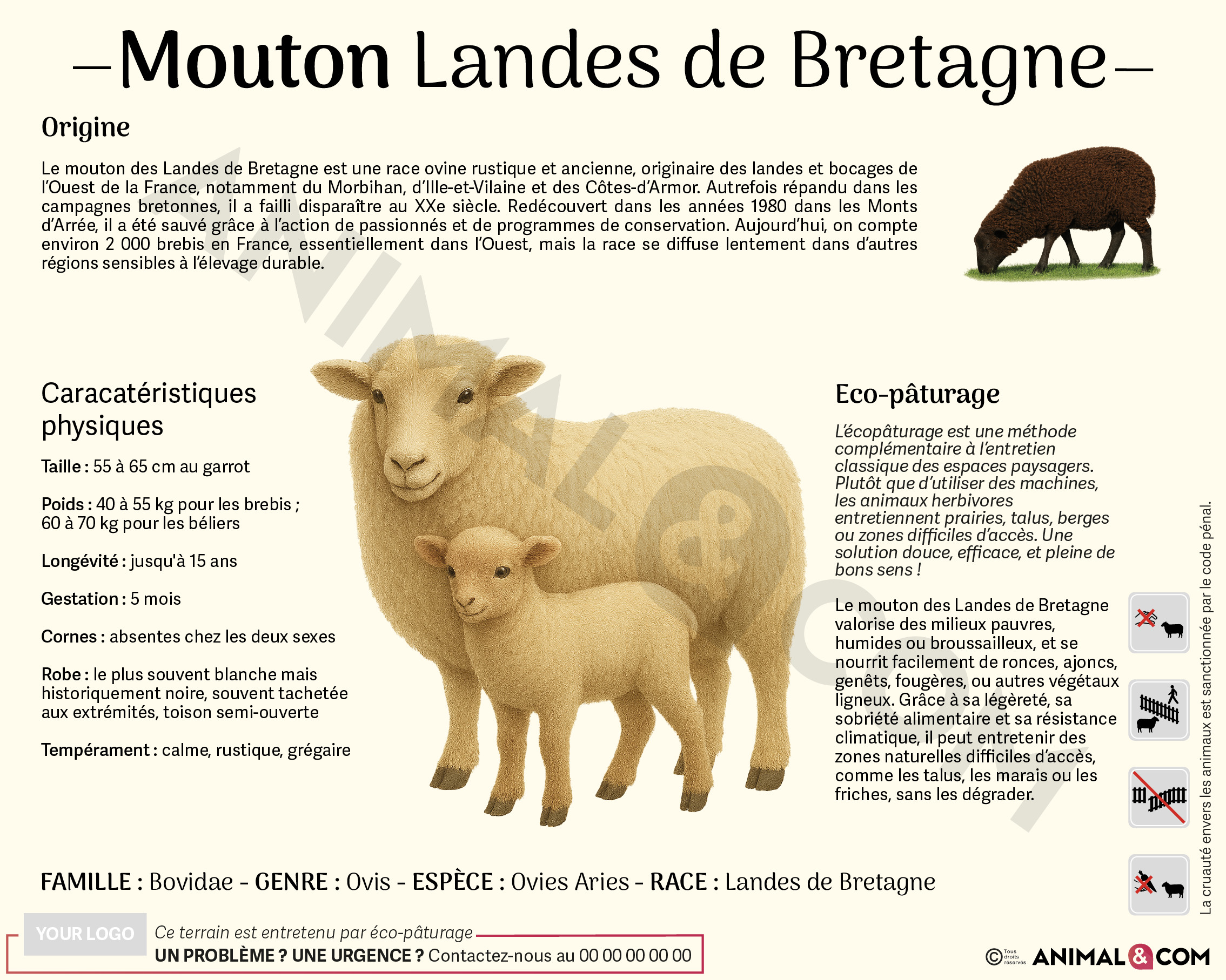 Panneau pédagogique mouton landes de bretagne