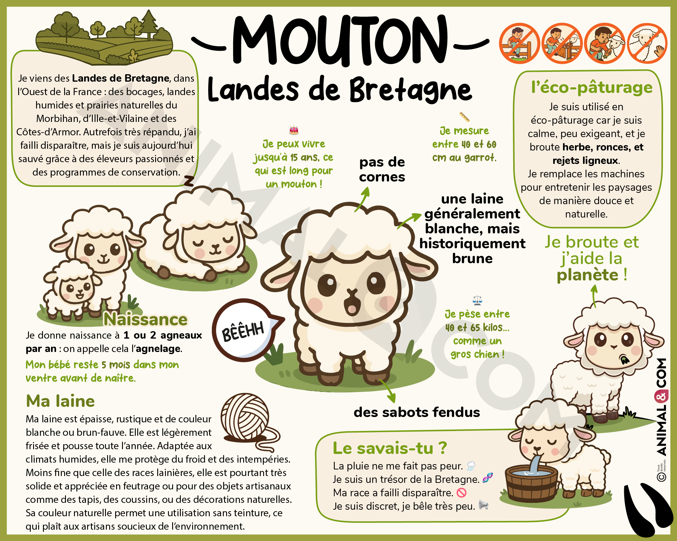 Panneau pédagogique ludique mouton landes de bretagne