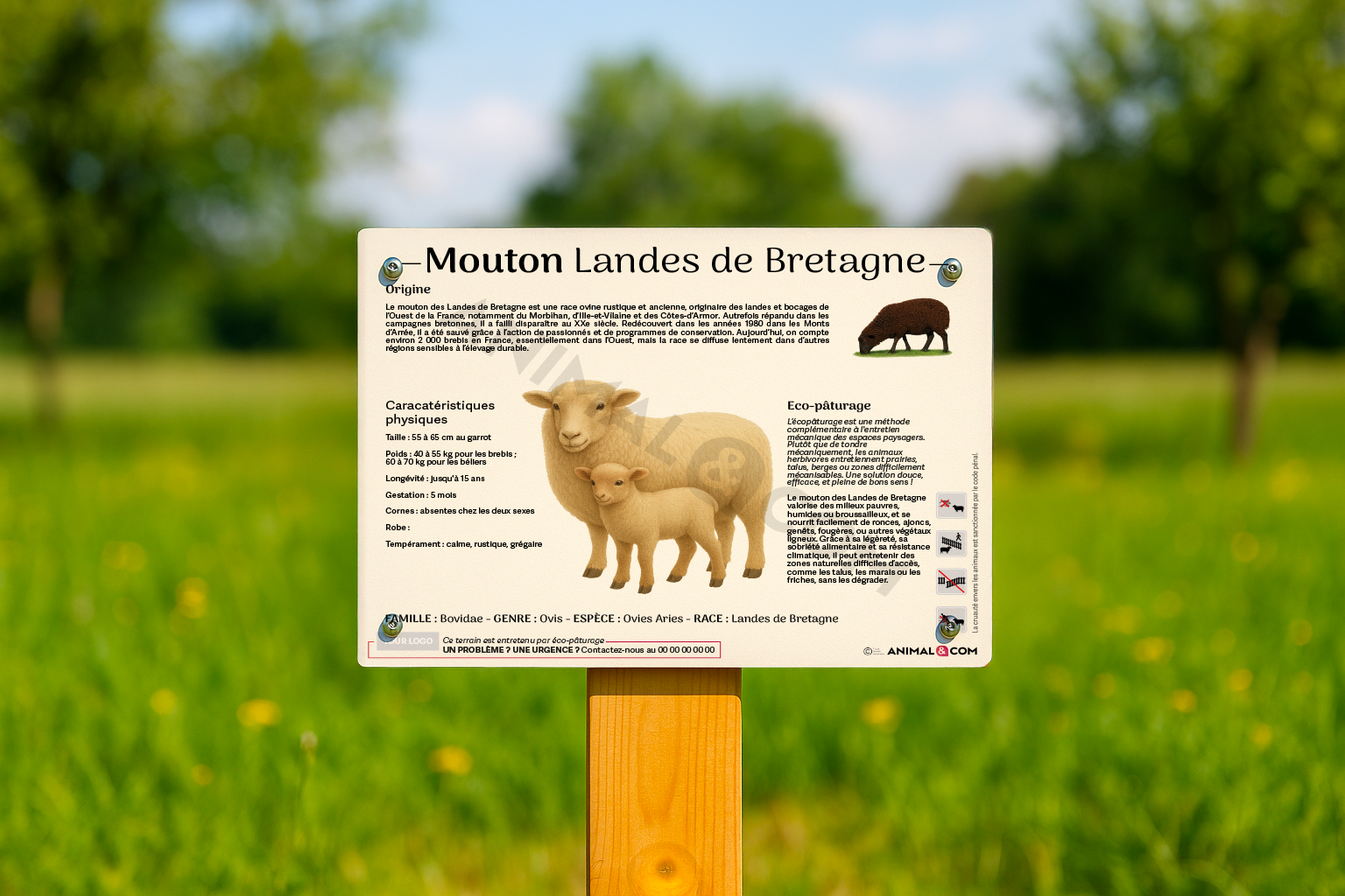 visuel d'un panneau pédagogique sur le mouton landes de bretagne