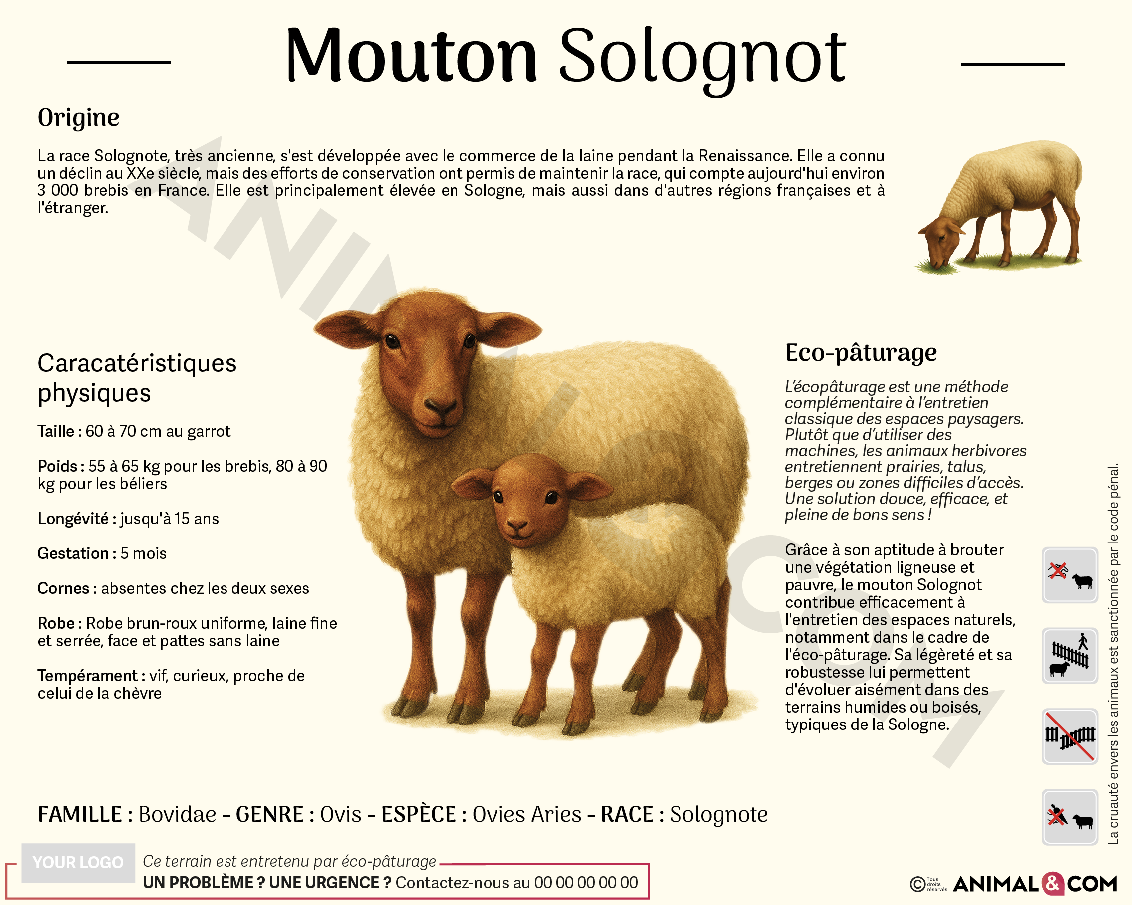 Panneau pédagogique mouton solognot