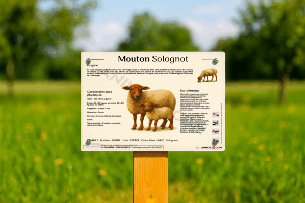 visuel d'un panneau pédagogique sur le mouton solognot