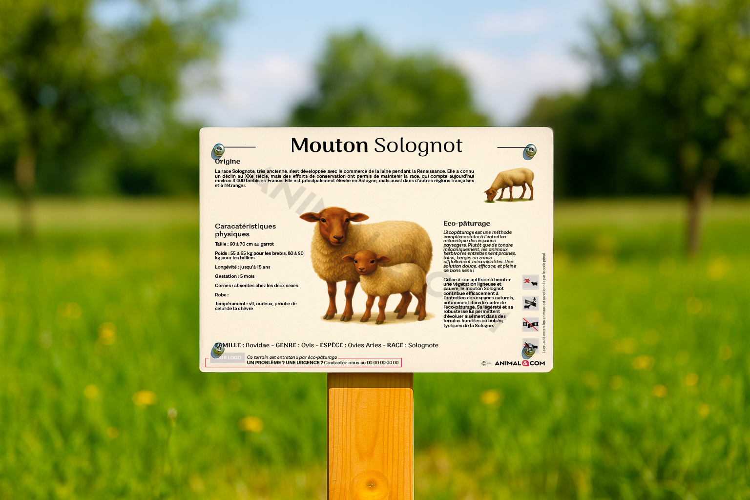 visuel d'un panneau pédagogique sur le mouton solognot
