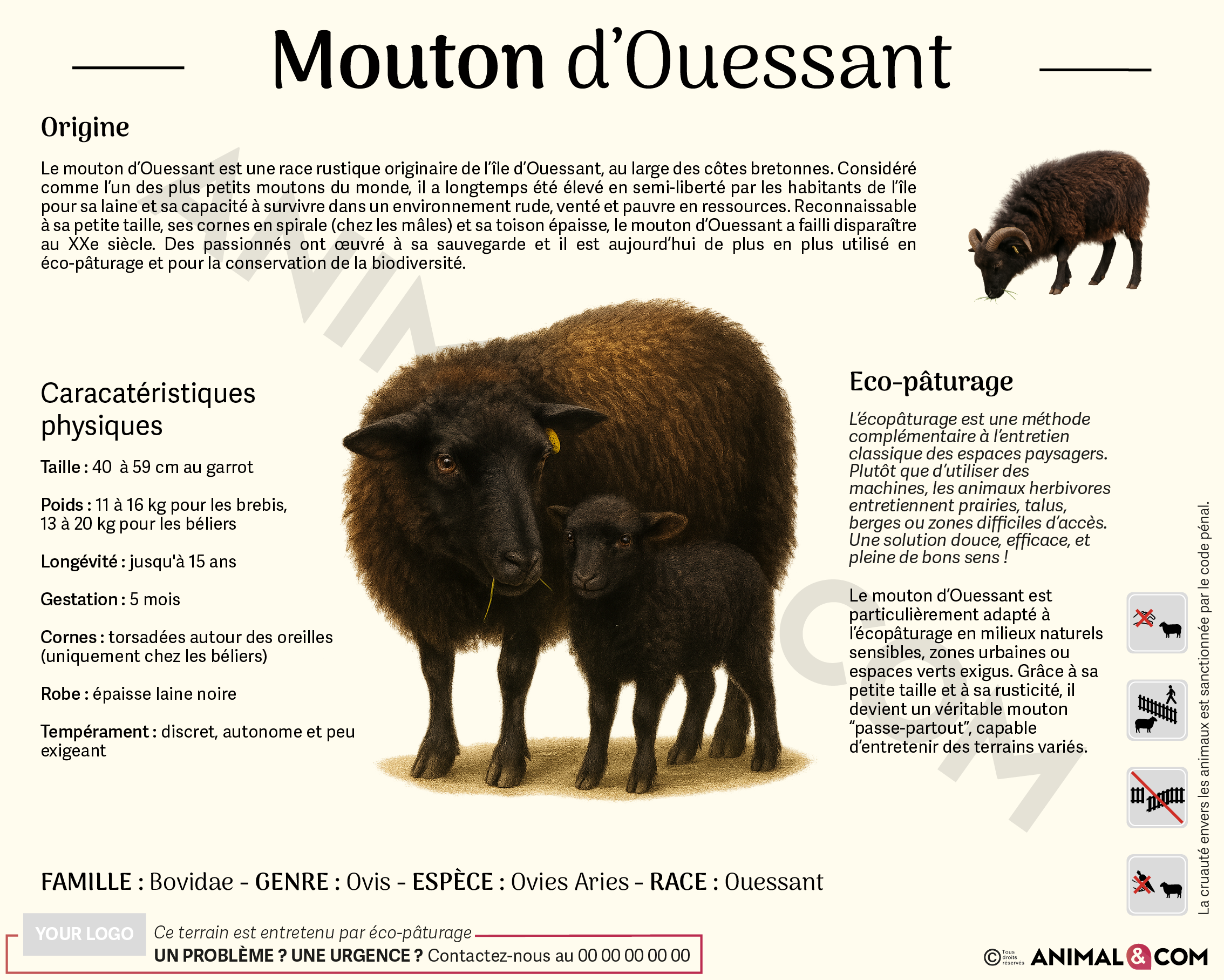Panneau pédagogique mouton d'ouessant