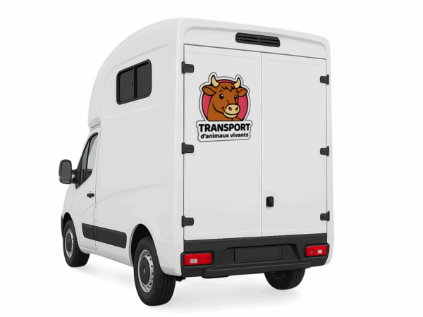 visuel d'un sticker ludique de transport d'animaux pour vaches