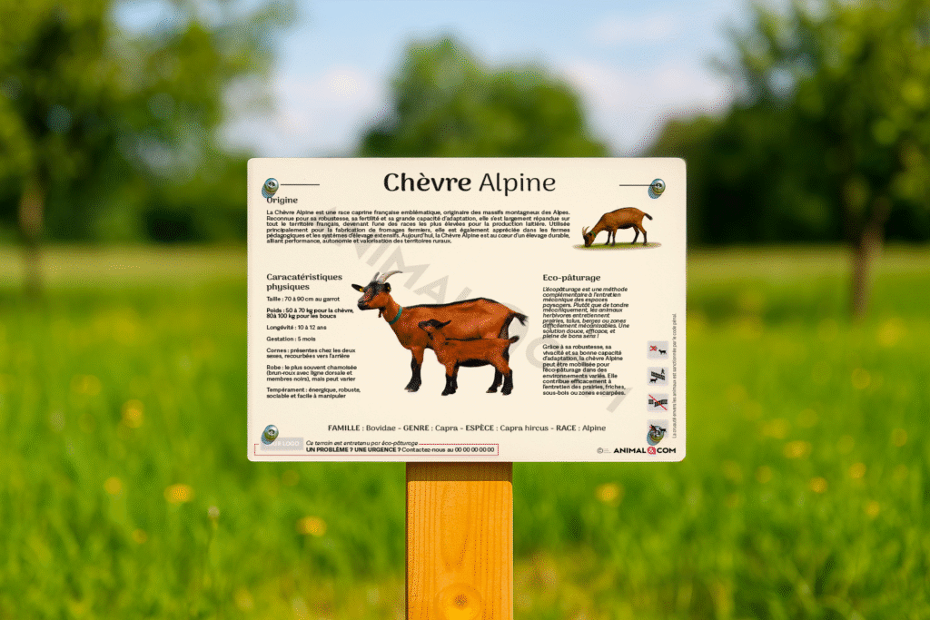 visuel d'un panneau pédagogique sur la chèvre alpine