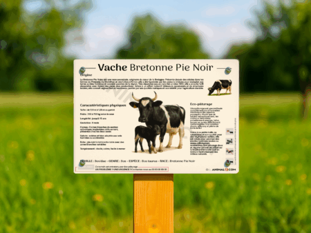 visuel d'un panneau pédagogique sur la vache bretonne pie noir