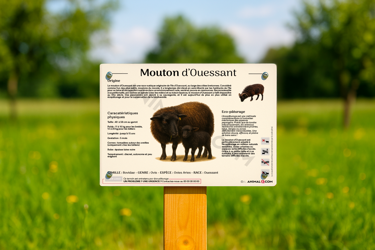 visuel d'un panneau pédagogique sur le mouton d'ouessant