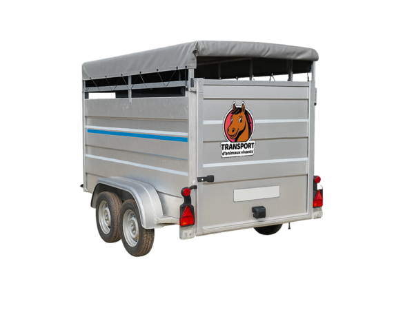 visuel d'un sticker ludique de transport d'animaux pour chevaux sur moutonnière