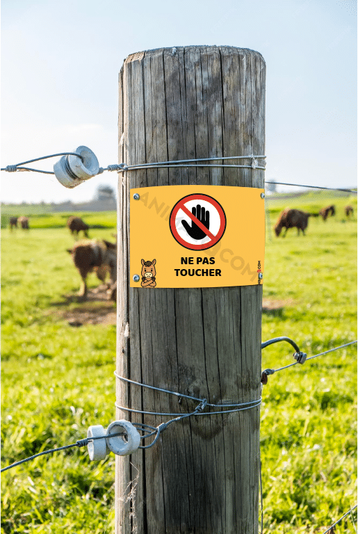 visuel d'un panneau signalétique ludique "ne pas toucher" avec un cheval