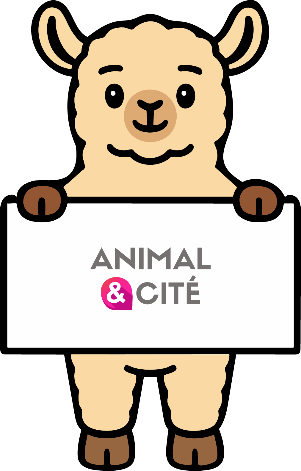 alpaga portant une pancarte animal et cité