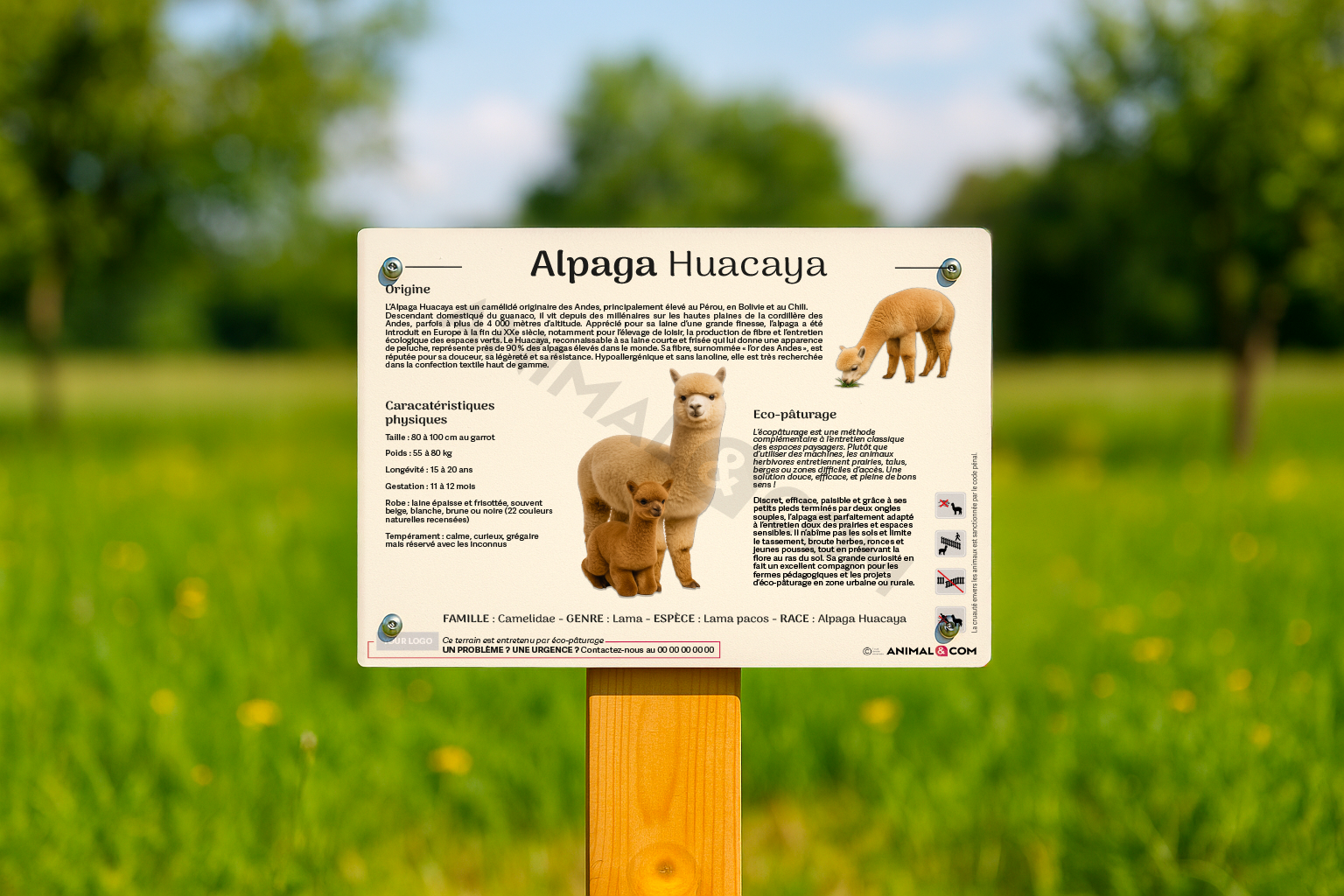visuel d'un panneau pédagogique sur l'alpaga huacaya