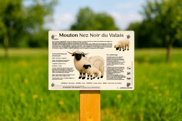 visuel d'un panneau pédagogique sur le mouton nez noir du valais