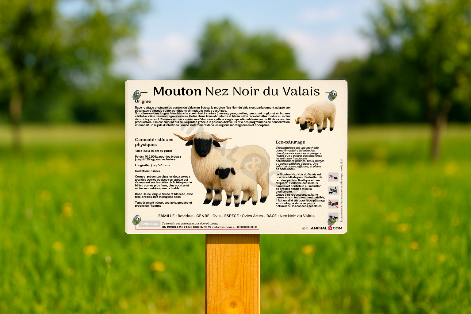 visuel d'un panneau pédagogique sur le mouton nez noir du valais