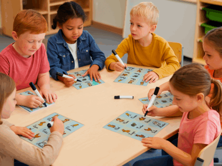 mise en situation du jeu pédagogique bingo des animaux domestiques