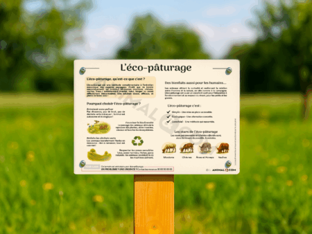 visuel d'un panneau pédagogique ludique sur l'éco-pâturage