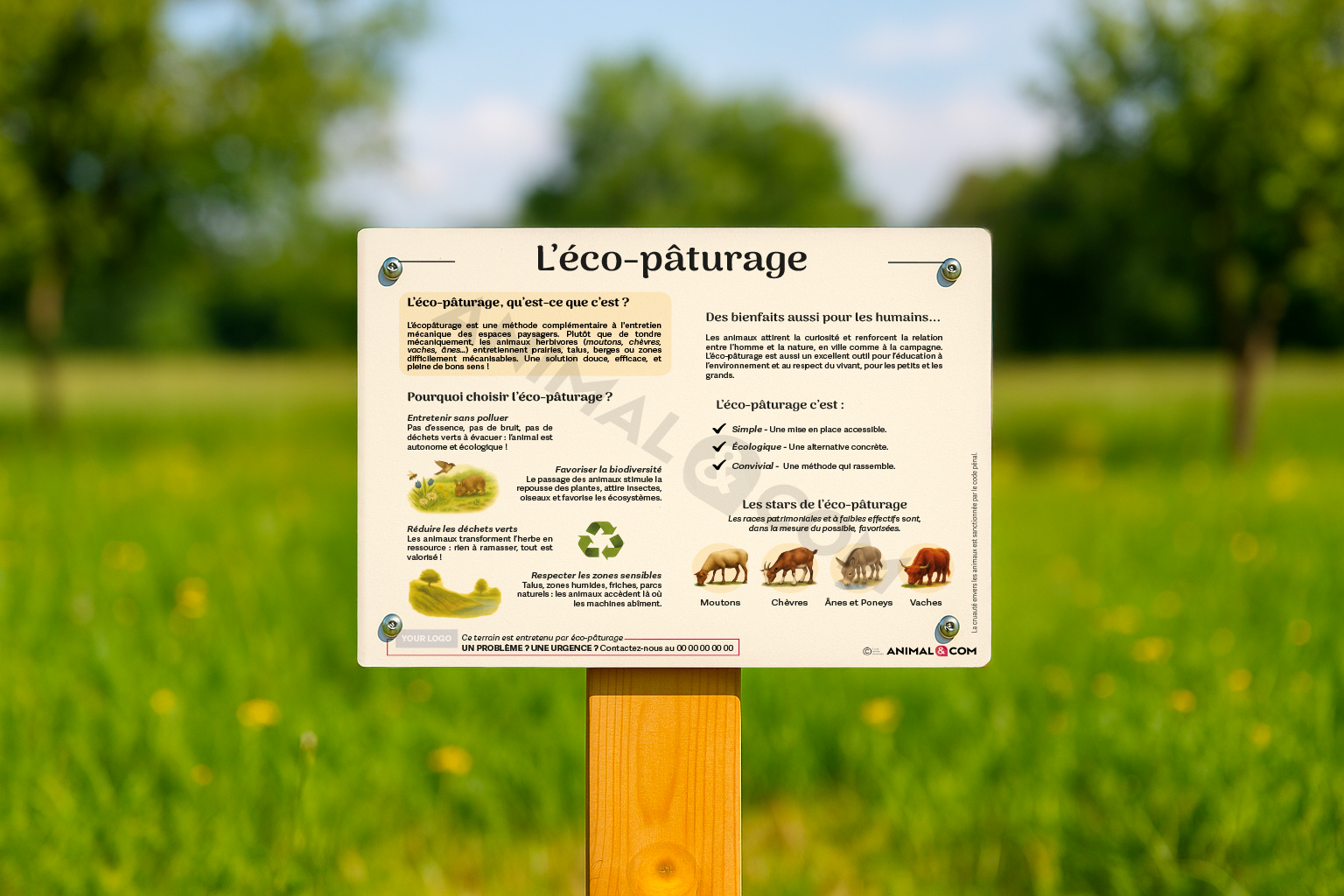 visuel d'un panneau pédagogique ludique sur l'éco-pâturage